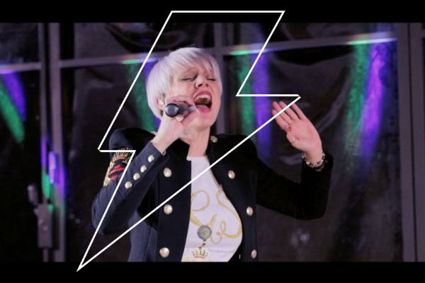 Eliza G performing with OnJam