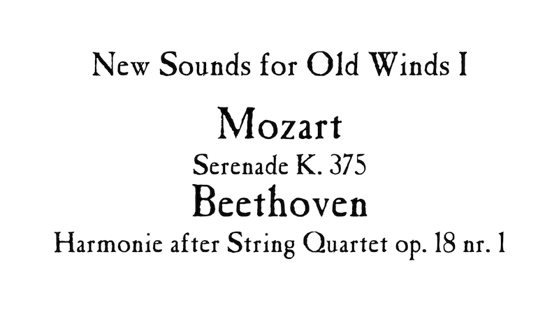 New Sounds for Old Winds #1